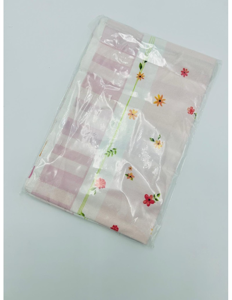 Runner double face righe e fiori, retro righe, rosa, Polline | Brandani -BRANDANI