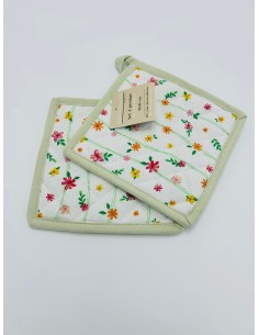Set 2 presine fiori micro con bordino verde, collezione Polline | Brandani -BRANDANI