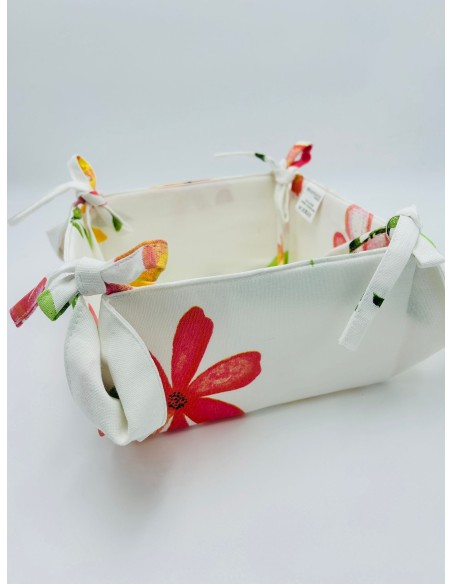 Cestino pane quadrato con fiori macro in cotone, collezione Polline | Brandani -BRANDANI