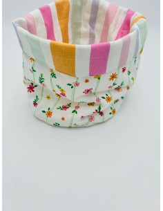 Cestino pane tondo double face righe e fiori micro, collezione Polline | Brandani -BRANDANI