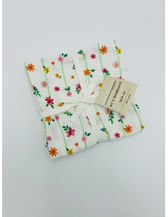 Set 2 strofinacci righe e fiori in cotone, collezione Polline | Brandani -BRANDANI
