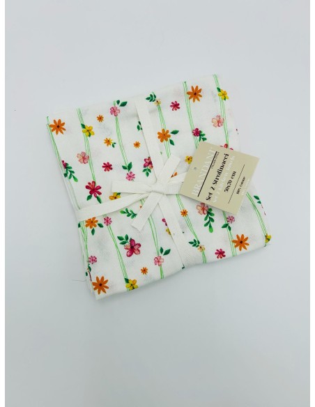 Set 2 strofinacci righe e fiori in cotone, collezione Polline | Brandani -BRANDANI