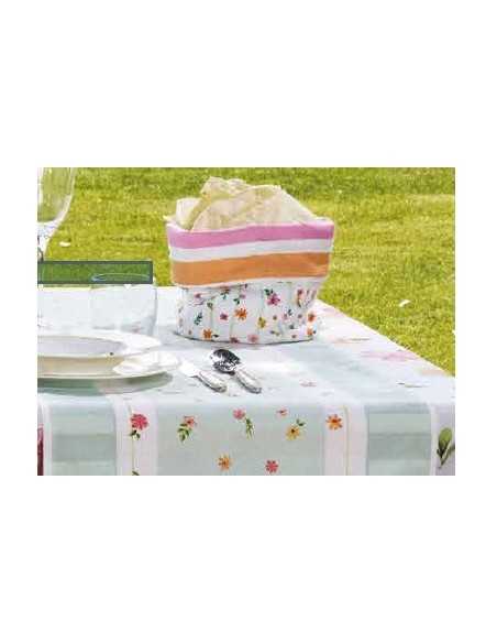 Cestino pane tondo double face righe e fiori micro, collezione Polline | Brandani -BRANDANI