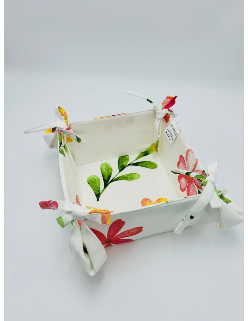 Cestino pane quadrato con fiori macro in cotone, collezione Polline | Brandani -BRANDANI