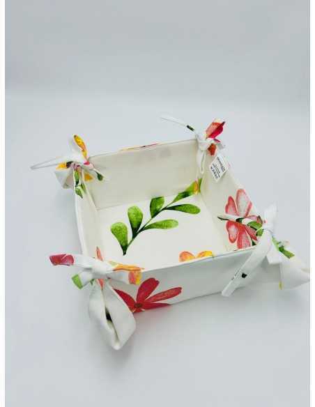 Cestino pane quadrato con fiori macro in cotone, collezione Polline | Brandani -BRANDANI