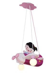 Lampada a sospensione Kita per cameretta, aeroplano rosa in MDF e plastica, E27 | Globo Lighting -GLOBO LIGHTING