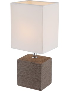 Abat-jour Geri in ceramica marrone con paralume quadrato in tessuto bianco, E14 | Globo -GLOBO LIGHTING