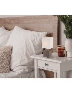 Abat-jour Geri in ceramica marrone con paralume quadrato in tessuto bianco, E14 | Globo -GLOBO LIGHTING 2