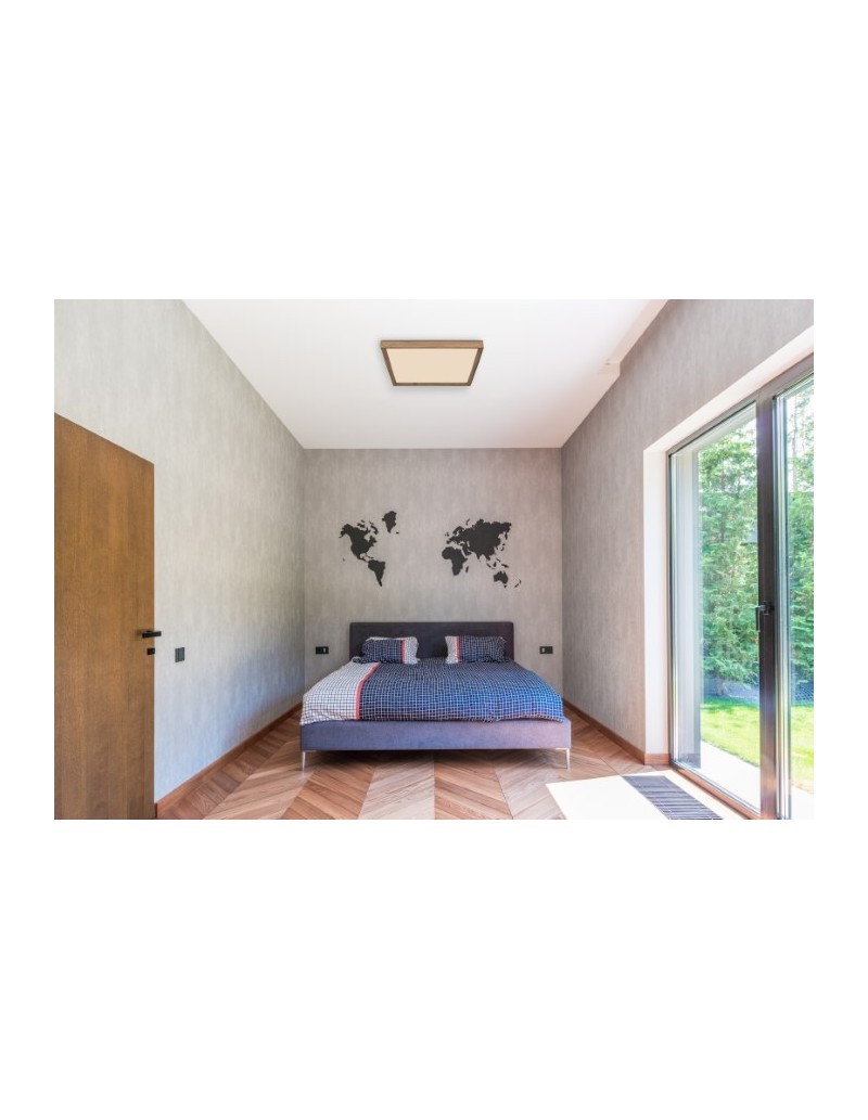 Plafoniera LED Cindarella quadrata 45 cm con cornice effetto legno, 24 W CCT | Globo -GLOBO LIGHTING