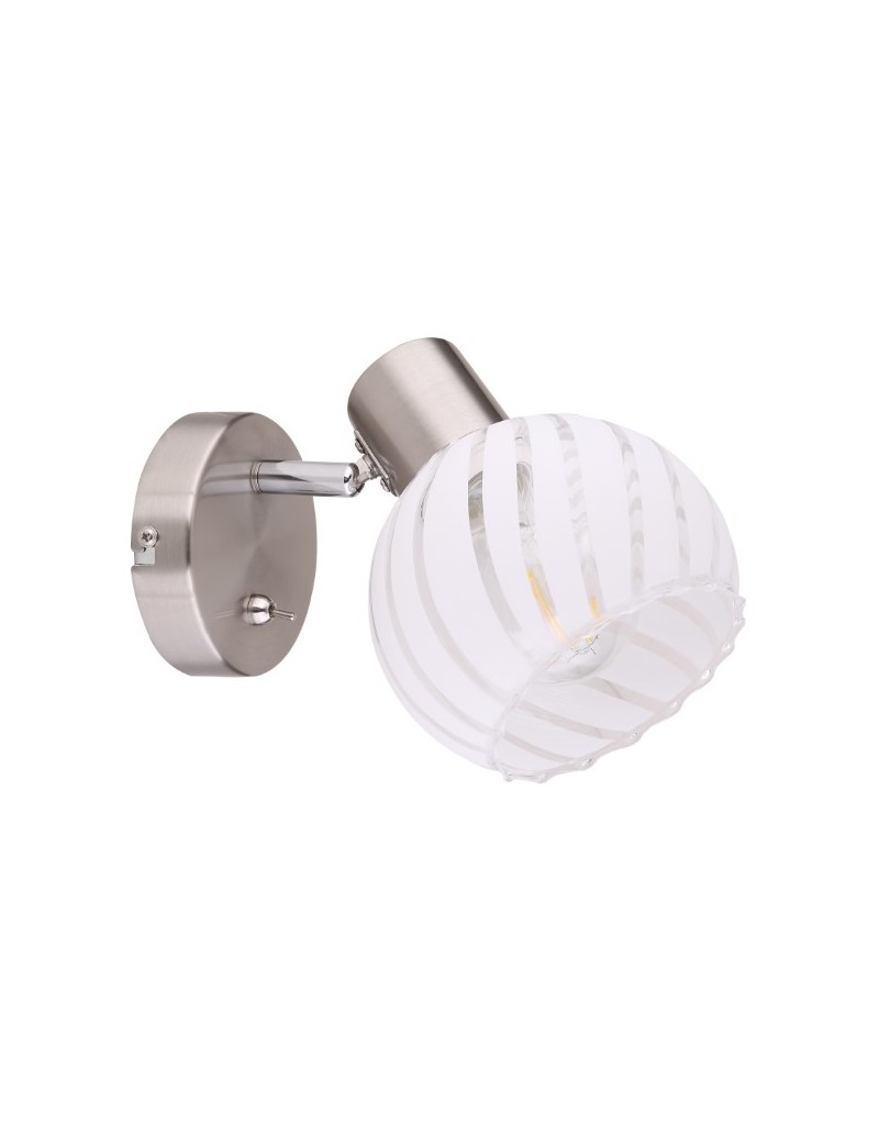 Applique Willy in nichel satinato con sfera in vetro bianco striato, E27 | Globo -GLOBO LIGHTING
