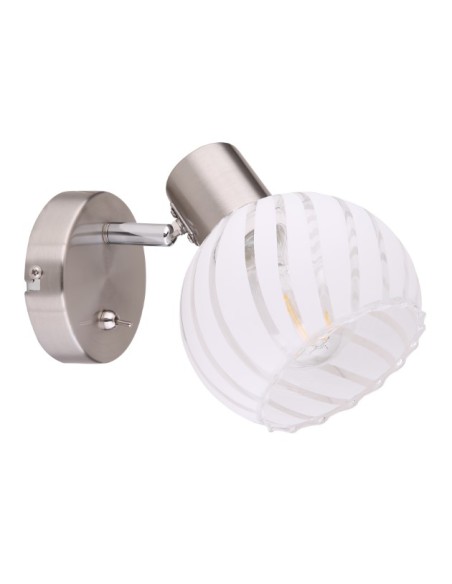 Applique Willy in nichel satinato con sfera in vetro bianco striato, E27 | Globo -GLOBO LIGHTING