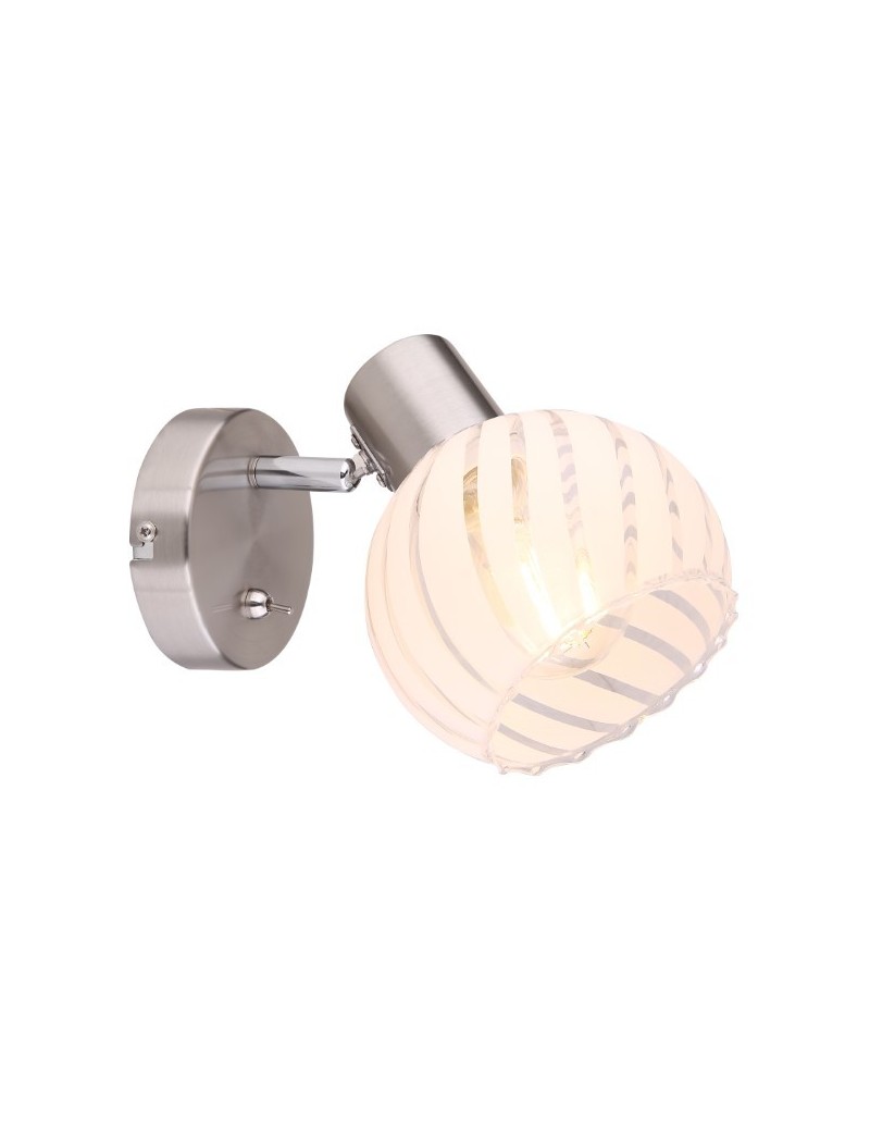 Applique Willy in nichel satinato con sfera in vetro bianco striato, E27 | Globo -GLOBO LIGHTING