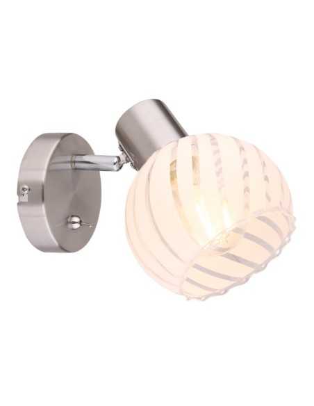 Applique Willy in nichel satinato con sfera in vetro bianco striato, E27 | Globo -GLOBO LIGHTING