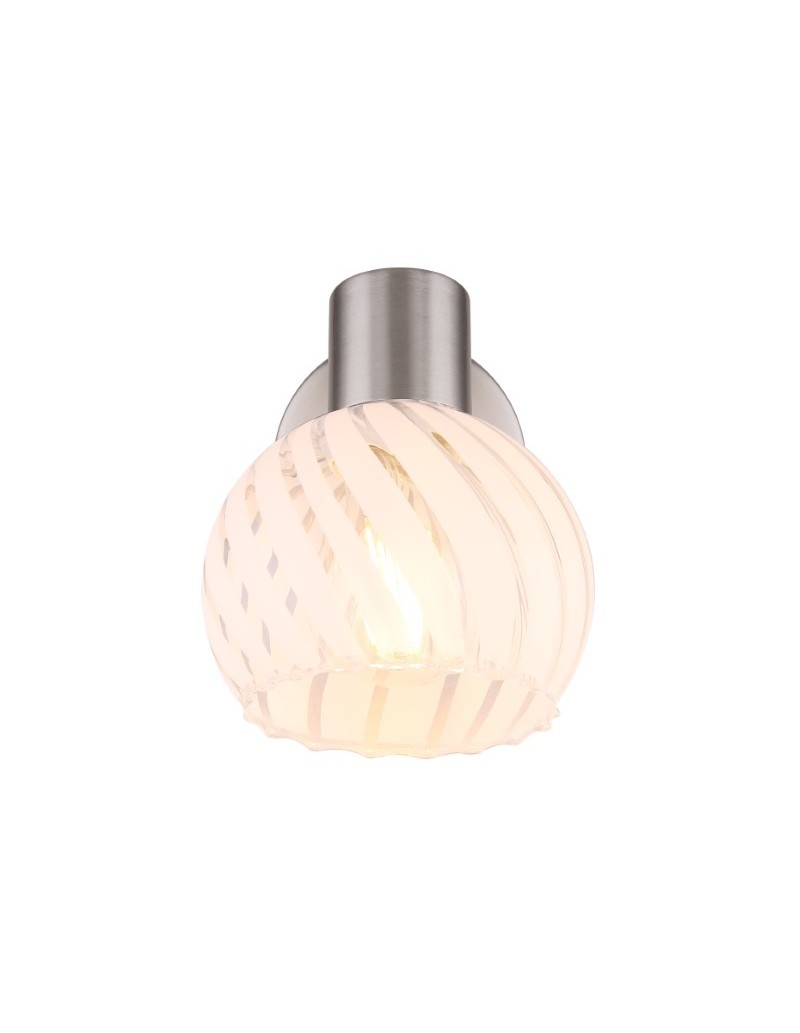Applique Willy in nichel satinato con sfera in vetro bianco striato, E27 | Globo -GLOBO LIGHTING