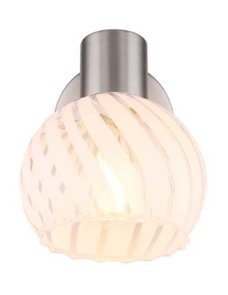 Applique Willy in nichel satinato con sfera in vetro bianco striato, E27 | Globo -GLOBO LIGHTING