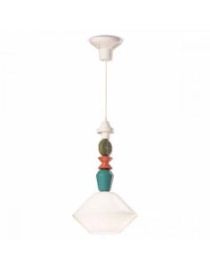 Lampada a sospensione Lariat Ø 31 a catena di perle in ceramica multicolore, E27 | Ferroluce -FERROLUCE