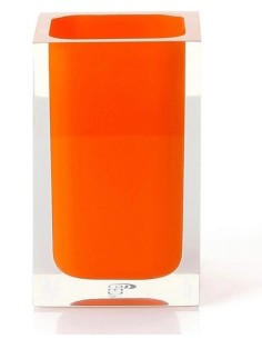 Bicchiere porta spazzolini Rainbow in resina arancio, 7,2 x 7,2 x 11 cm | Gedy -GEDY