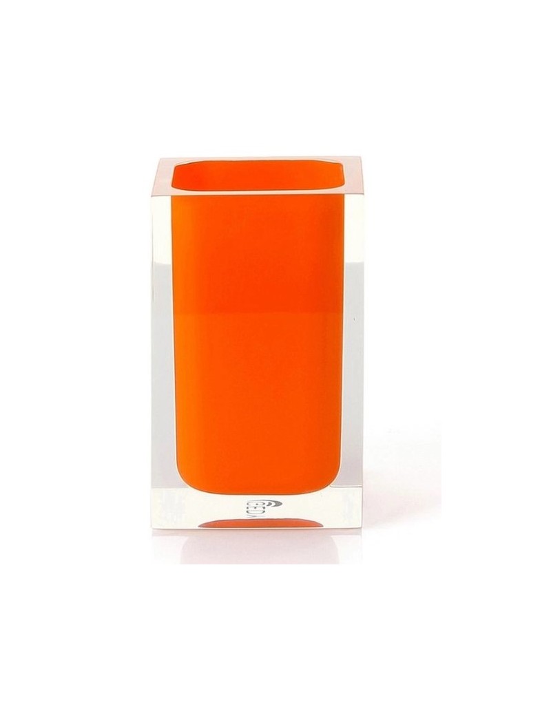 Bicchiere porta spazzolini Rainbow in resina arancio, 7,2 x 7,2 x 11 cm | Gedy -GEDY
