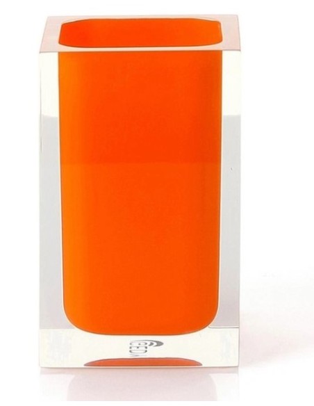 Bicchiere porta spazzolini Rainbow in resina arancio, 7,2 x 7,2 x 11 cm | Gedy -GEDY