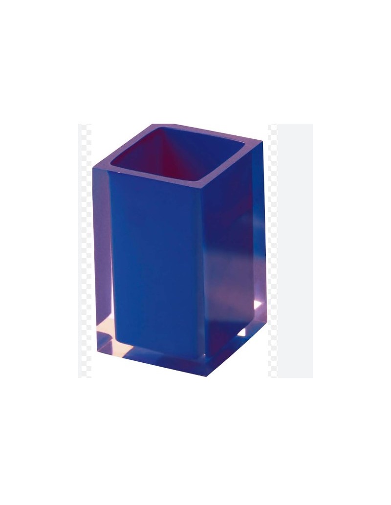 Bicchiere portaspazzolini Rainbow in resina blu, 11 x 7,2 x 7,2 cm | Gedy -GEDY