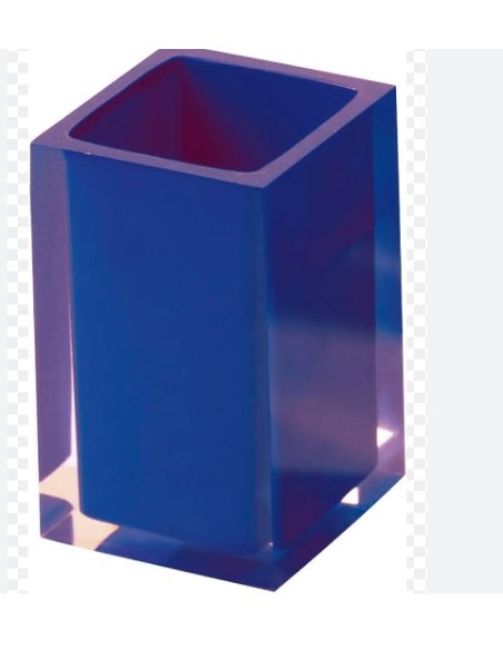 Bicchiere portaspazzolini Rainbow in resina blu, 11 x 7,2 x 7,2 cm | Gedy -GEDY