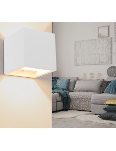 Applique Christine cubo 11,5 cm in gesso bianco verniciabile, luce alto/basso, G9 | Globo -GLOBO LIGHTING 2