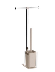 Piantana portarotolo e scopino Rainbow in acciaio inox e resina tortora, H 58,8 cm | Gedy -GEDY