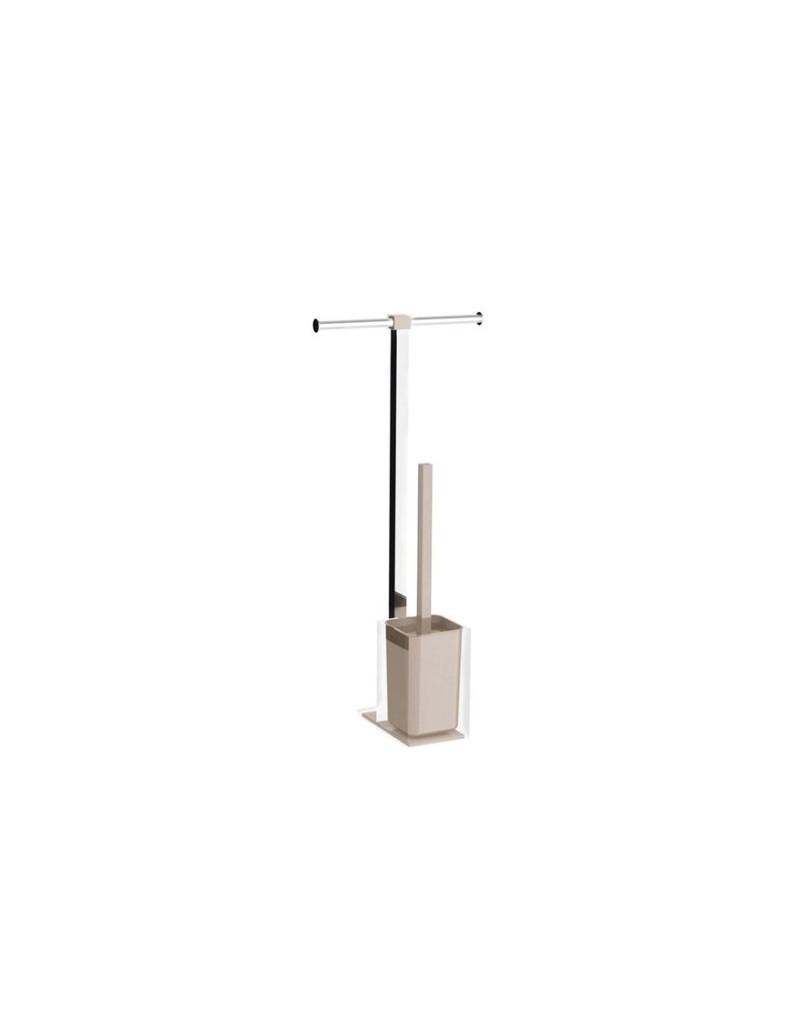 Piantana portarotolo e scopino Rainbow in acciaio inox e resina tortora, H 58,8 cm | Gedy -GEDY