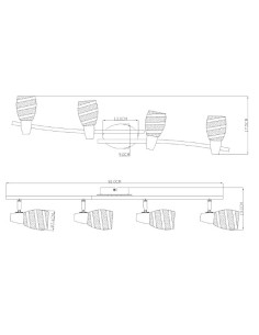 Barretta Roy a 4 faretti direzionali in cromo con vetri satinati, 81 cm, E14 | Globo Lighting -GLOBO LIGHTING