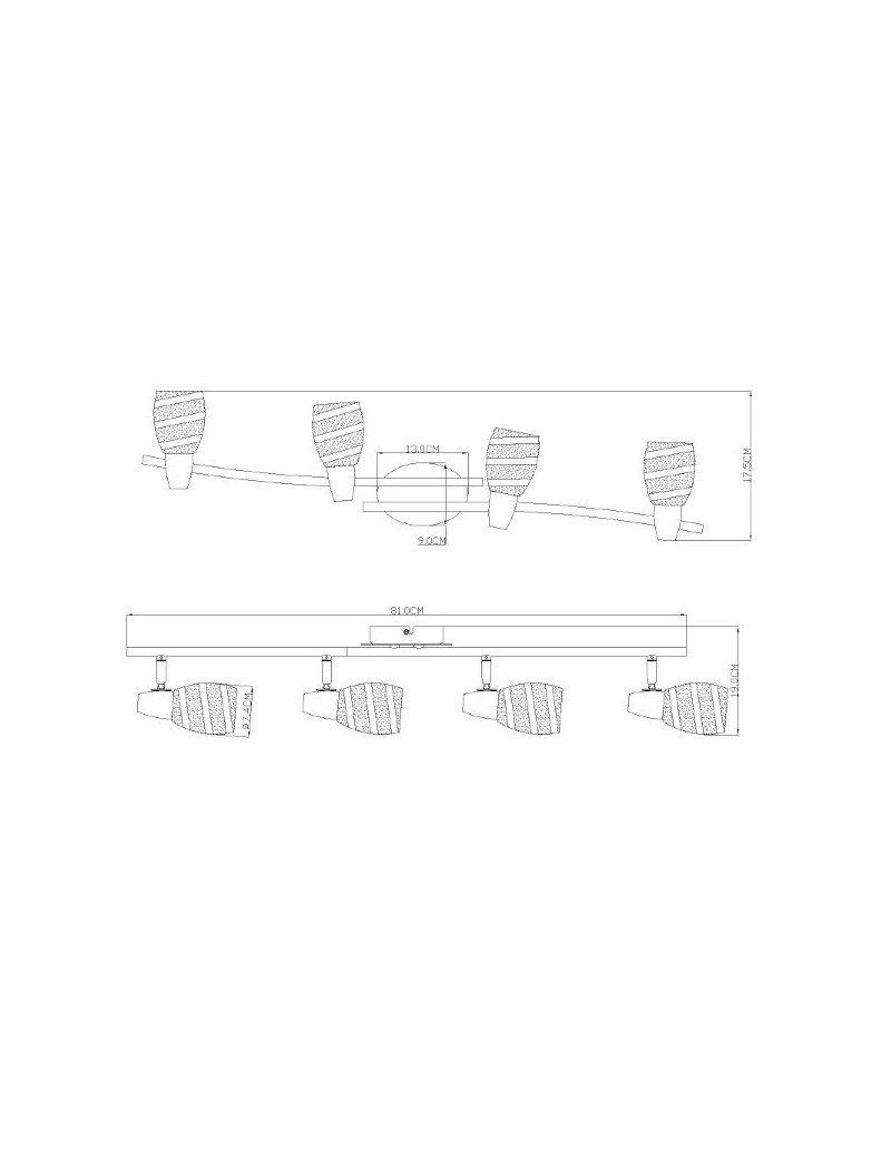 Barretta Roy a 4 faretti direzionali in cromo con vetri satinati, 81 cm, E14 | Globo Lighting -GLOBO LIGHTING