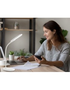 Lampada da scrivania LED Minea bianca e cromo con touch dimmer, 5 W | Globo Lighting -GLOBO LIGHTING 2