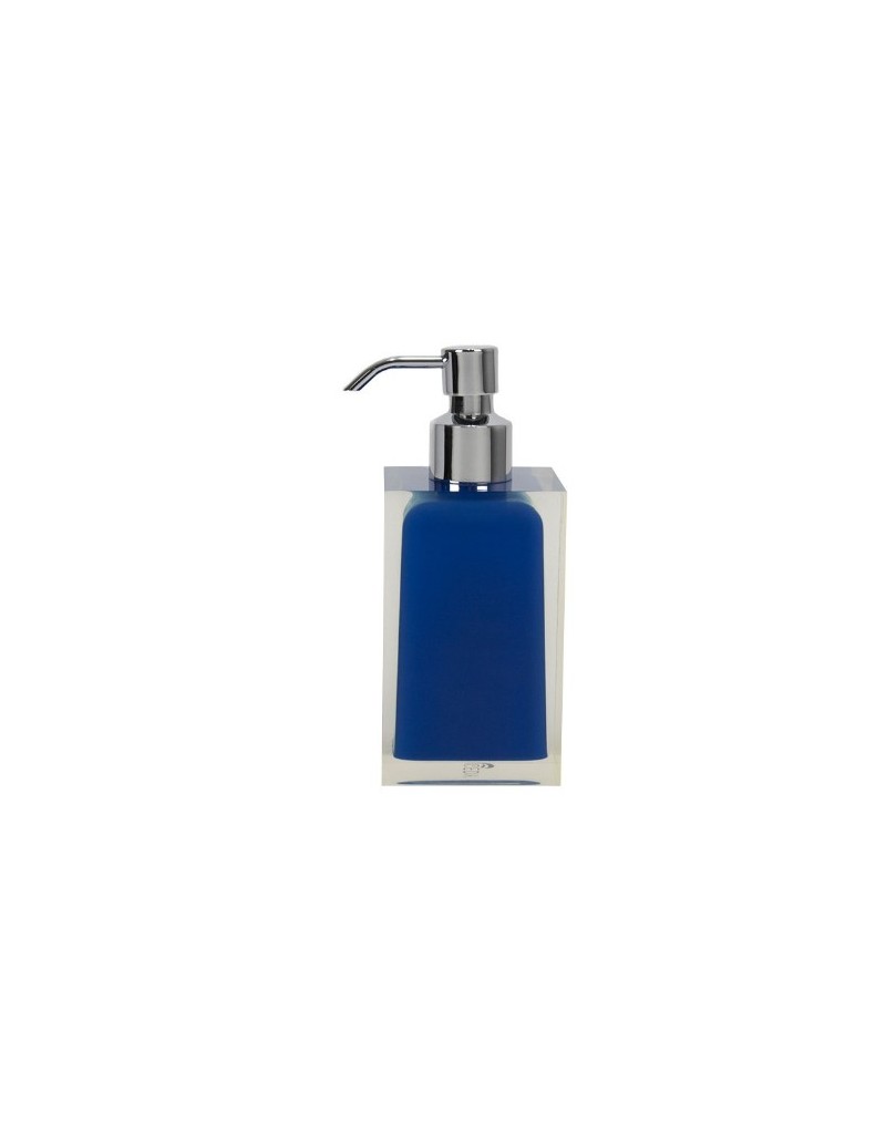 Dosatore sapone liquido Rainbow in resina blu con erogatore cromato, 7x7x16,2 cm | Gedy -GEDY