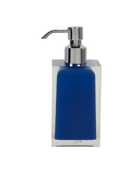 Dosatore sapone liquido Rainbow in resina blu con erogatore cromato, 7x7x16,2 cm | Gedy -GEDY