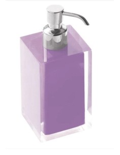 Dosatore sapone liquido Rainbow in resina lilla con erogatore cromato, 7x7x16,2 cm | Gedy -GEDY