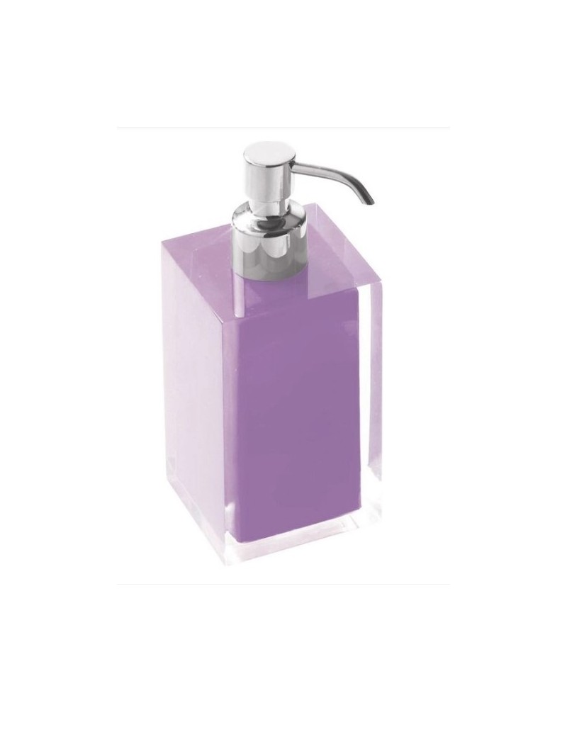 Dosatore sapone liquido Rainbow in resina lilla con erogatore cromato, 7x7x16,2 cm | Gedy -GEDY