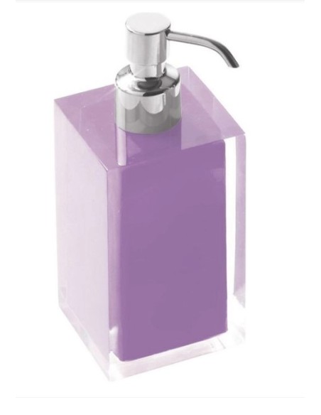 Dosatore sapone liquido Rainbow in resina lilla con erogatore cromato, 7x7x16,2 cm | Gedy -GEDY