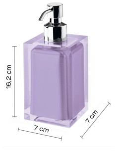 Dosatore sapone liquido Rainbow in resina lilla con erogatore cromato, 7x7x16,2 cm | Gedy -GEDY 2