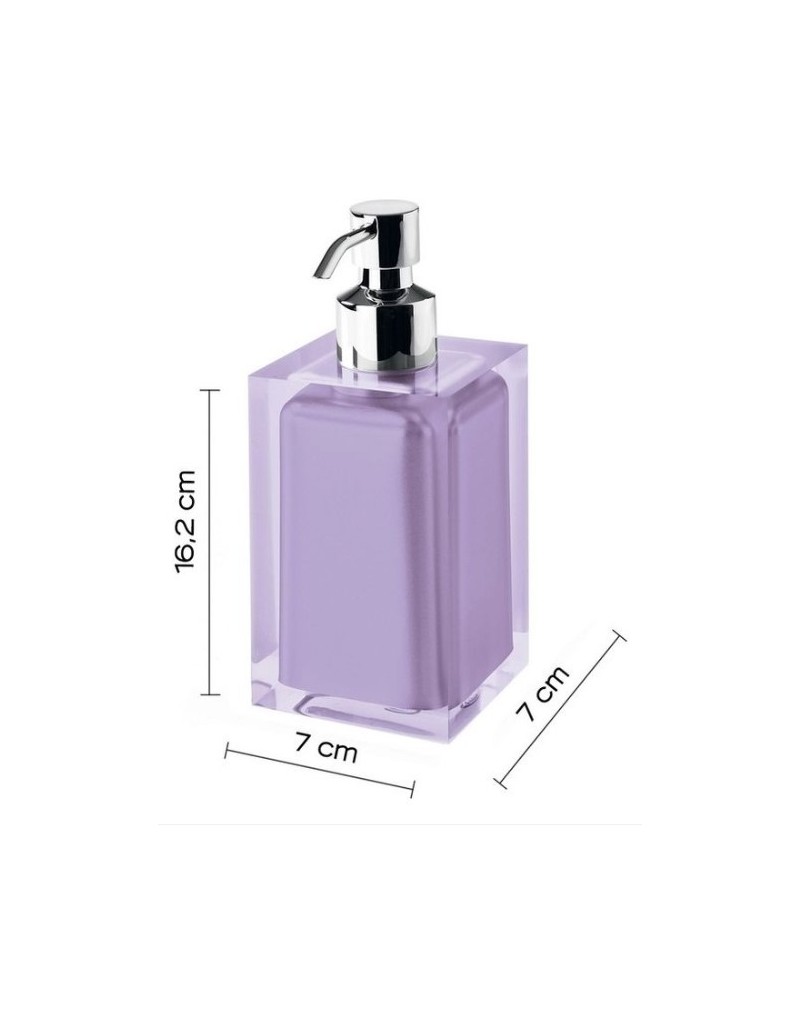 Dosatore sapone liquido Rainbow in resina lilla con erogatore cromato, 7x7x16,2 cm | Gedy -GEDY