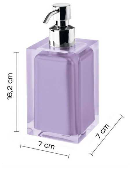 Dosatore sapone liquido Rainbow in resina lilla con erogatore cromato, 7x7x16,2 cm | Gedy -GEDY