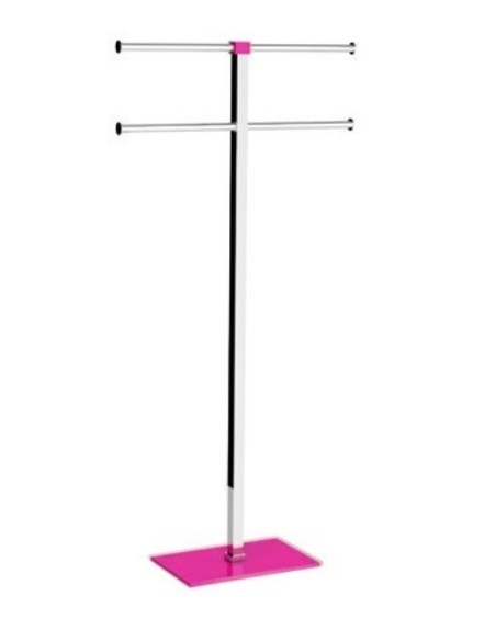 Piantana portasciugamani Rainbow in acciaio inox e resina rosa, 40,4x15,5x83,7 cm | Gedy -GEDY