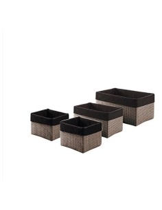 Set 4 scatole multiuso in rafia e nylon moka con sacchetto interno | Gedy -GEDY