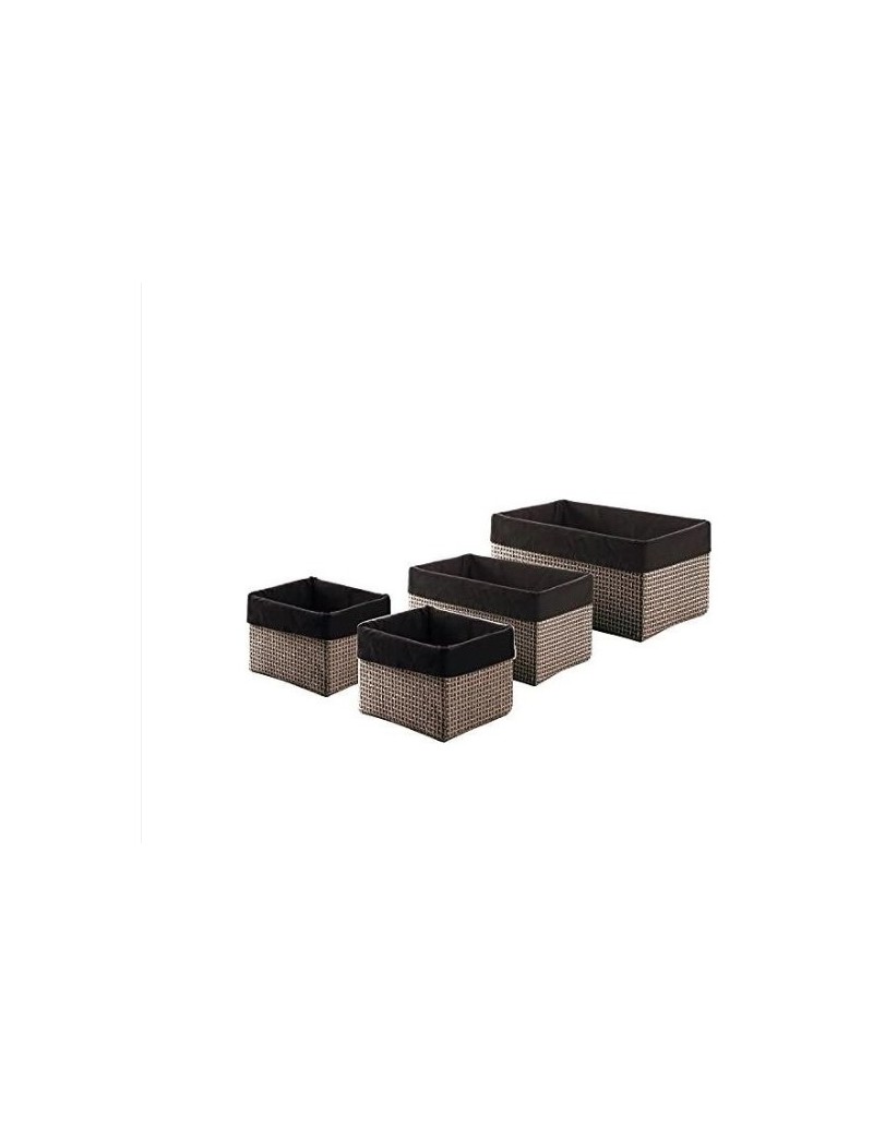 Set 4 scatole multiuso in rafia e nylon moka con sacchetto interno | Gedy -GEDY