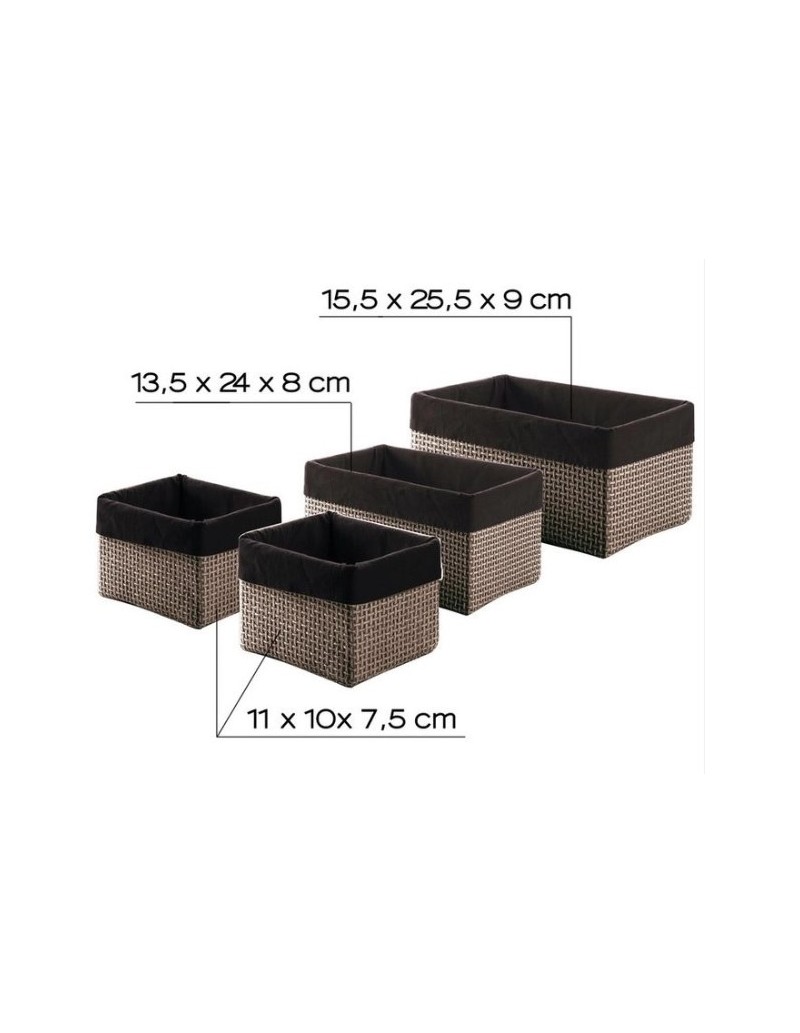 Set 4 scatole multiuso in rafia e nylon moka con sacchetto interno | Gedy -GEDY