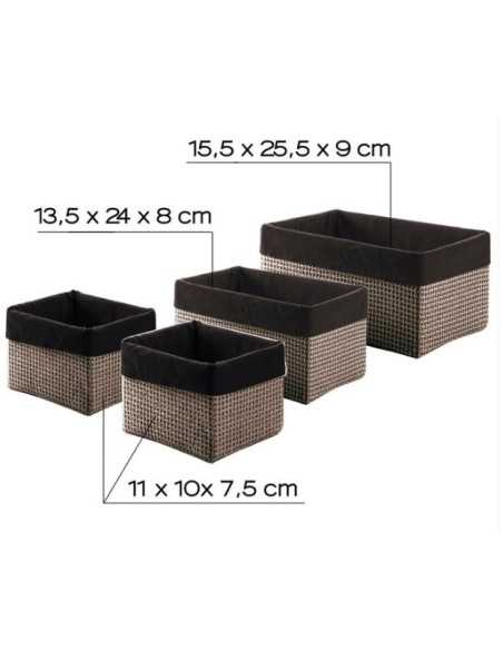 Set 4 scatole multiuso in rafia e nylon moka con sacchetto interno | Gedy -GEDY