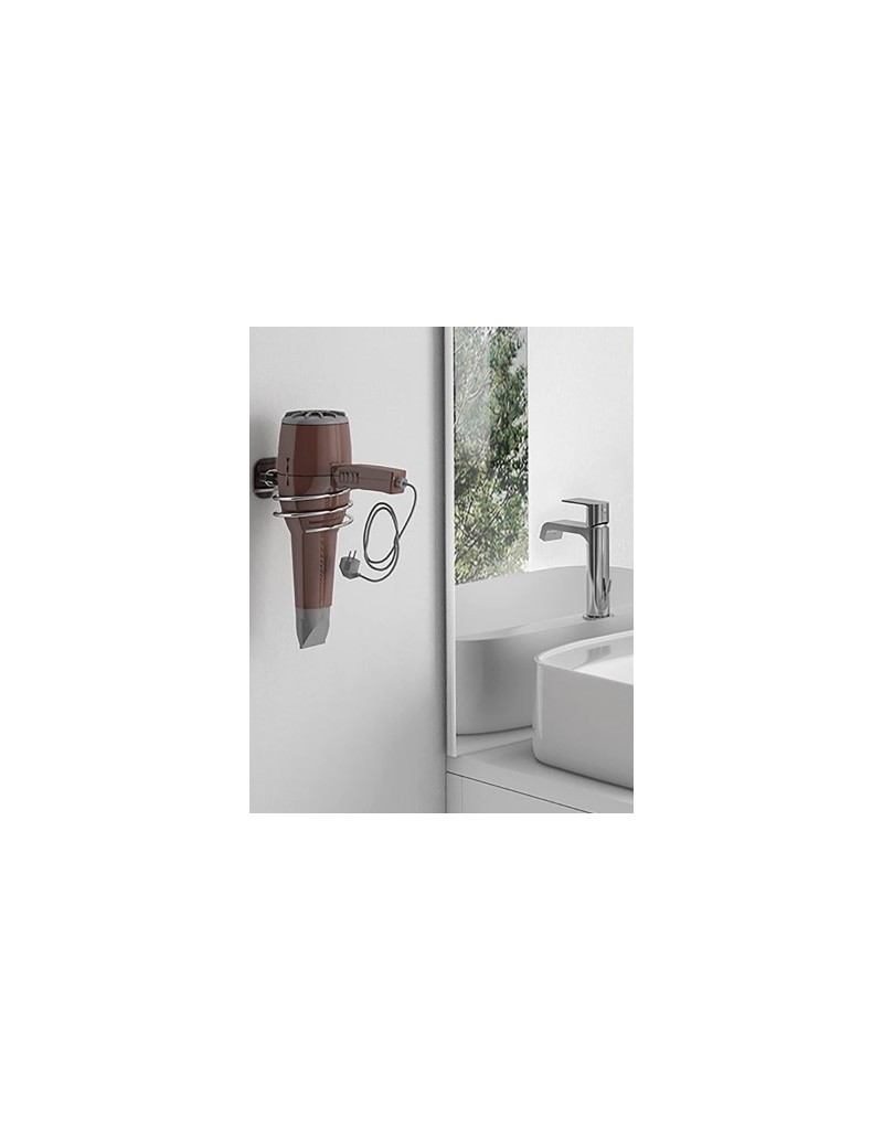 Porta asciugacapelli da parete Teide in Cromall® e acciaio inox cromo lucido | Gedy -GEDY