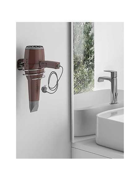 Porta asciugacapelli da parete Teide in Cromall® e acciaio inox cromo lucido | Gedy -GEDY