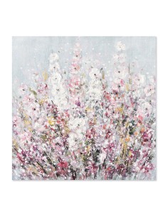 Quadro Erica 80x80 cm floreale rosa e bianco, dipinto a mano su tela | Agave -AGAVE