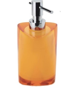 Dosatore sapone Twist in resina ambra ed erogatore in metallo, 8,5x8,5x17,5 cm | Gedy -GEDY