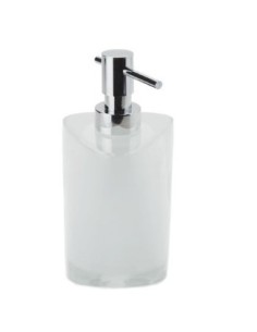 Dosatore sapone Twist in resina bianco ed erogatore in metallo, 8,5x8,5x17,5 cm | Gedy -GEDY