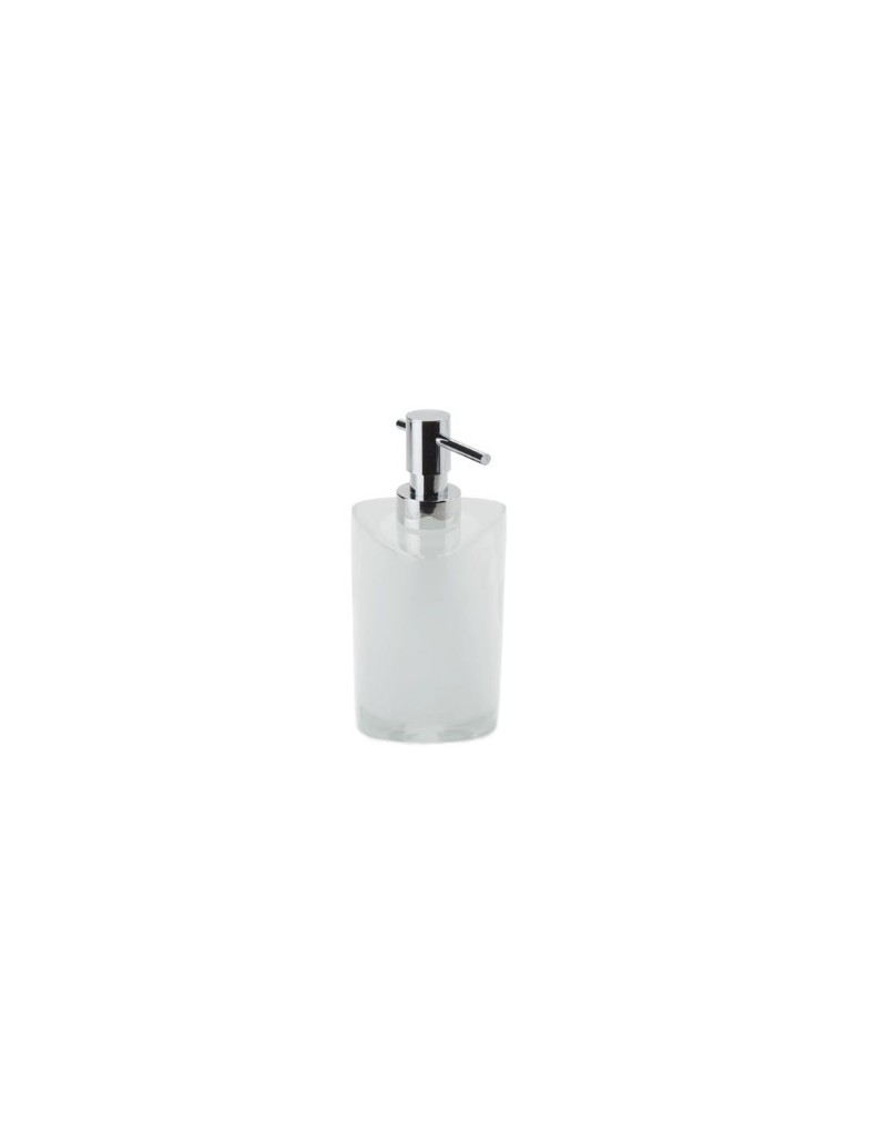 Dosatore sapone Twist in resina bianco ed erogatore in metallo, 8,5x8,5x17,5 cm | Gedy -GEDY
